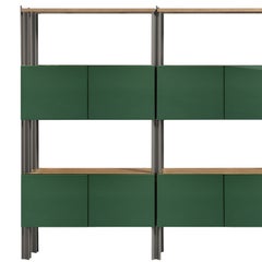 Étagère « Flexor Green » en bois laqué brillant et aluminium, par Robert Stadler