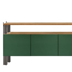Buffet de salle à manger « Flexor Green » en bois laqué brillant et aluminium, par Robert Sta