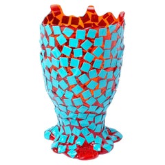 Rock Orange and Turquoise Resin Vase by Gaetano Pesce