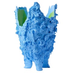 Lava Large Light Blue & Apple Green Resin Vase by Gaetano Pesce
