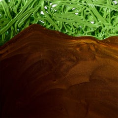 Moss Matte Apple Green & Gold Resin Vase by Gaetano Pesce