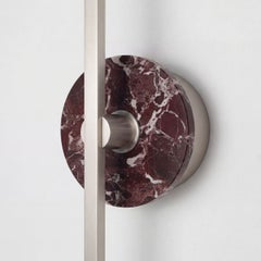Essential Stick Satin Nickel Brass and Red Levanto Marble Sconce