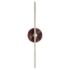 Essential Stick Satin Nickel Brass and Red Levanto Marble Sconce