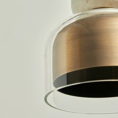 Andromeda Alabaster and Anticated Brushed Brass Pendant