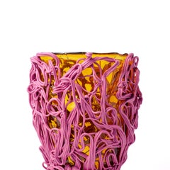Spaghetti Special Large Amber and Mauve Resin Vase by Gaetano Pesce