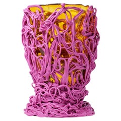 Spaghetti Special Large Amber and Mauve Resin Vase by Gaetano Pesce