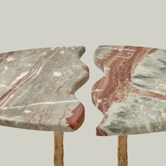 Table d'appoint en bronze « Swan » et marbre « Breccia Orobica »