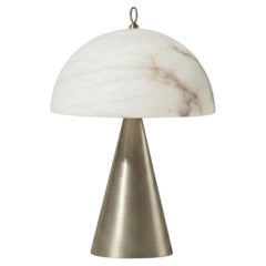 Funghetto Light Tischlampe aus Nickel-Messing mit Alabaster-Lampenschirm