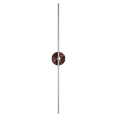 Essential Grand Stick Satin Nickel Brass and Red Levanto Marble Sconce