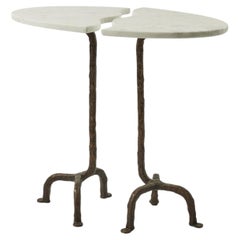 Mesa de centro de bronce fundido «Swan» y mármol de Carrara