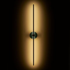 Essential Grand Stick Satin Brass and Green Guatemala Marble Wall Sconce