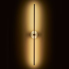 Essential Grand Stick Satin Brass and White Carrara Marble Wall Sconce