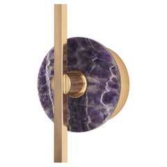 Elite Stick Polished Brass and Amethyst Wall Sconce