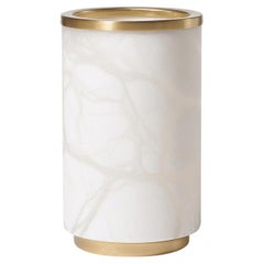 Borealis Green Alabaster and Satin Brass Vase