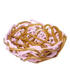 Tutti Frutti II Special Basket Pink and Gold Large Centerpiece by Gaetano Pesce
