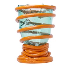 Große Vase „Pompitu“ in Hellblau und Orange von Gaetano Pesce