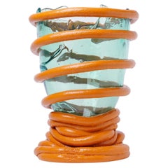 Große Vase „Pompitu“ in Hellblau und Orange von Gaetano Pesce
