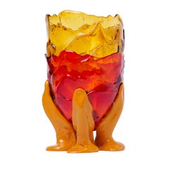 Grand vase transparent orange et fuchsia de Gaetano Pesce