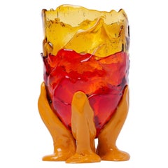 Grand vase transparent orange et fuchsia de Gaetano Pesce