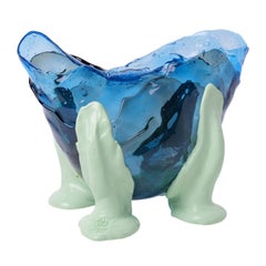 Grand vase « Fioca » bleu et menthe, de Gaetano Pesce