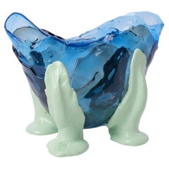 Grand vase « Fioca » bleu et menthe, de Gaetano Pesce