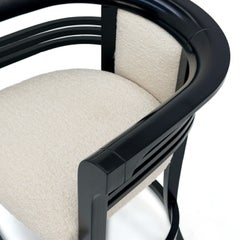 Dolfin-Hocker aus schwarzer Esche und Bouclé-Stoff
