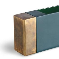 Turquoise and Brass Vase by Dimorestudio