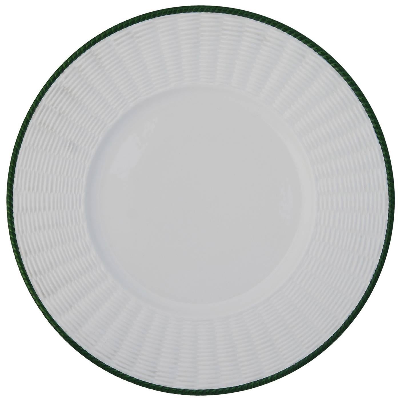 Elegant Topiary White Ceramic Dinner Plates, Set for Four In New Condition In Milan, IT
