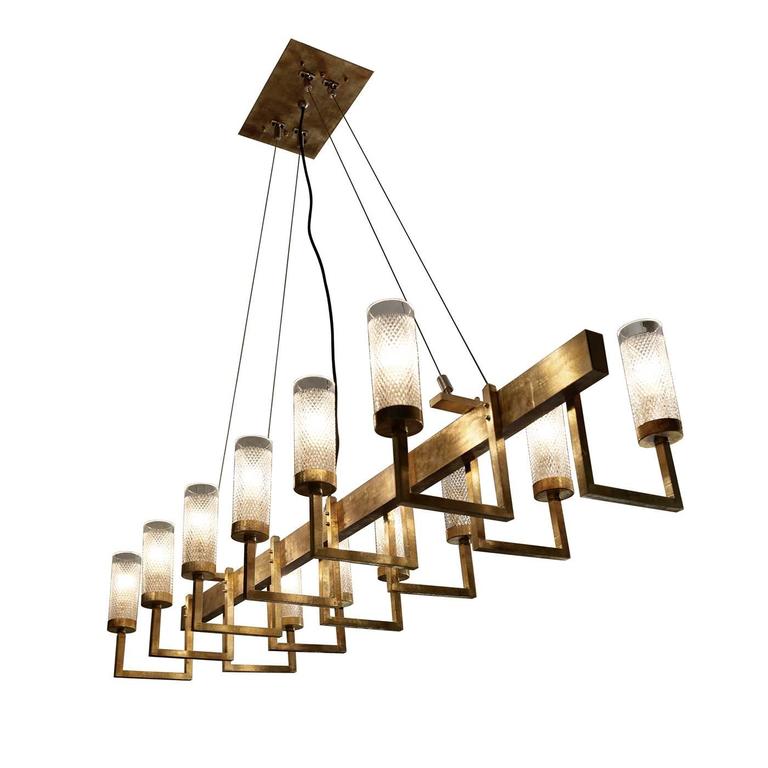 Striking Brass Chandelier in Gold Finish For Sale at 1stdibs