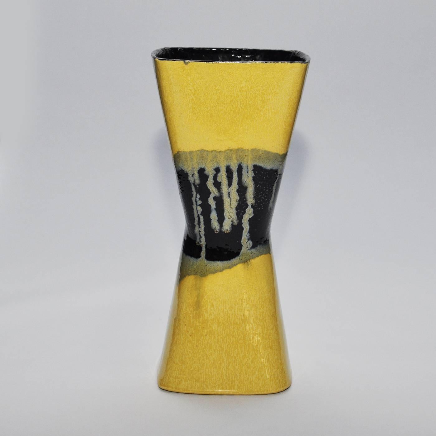 Italian Clessidra Vase Yellow and Black