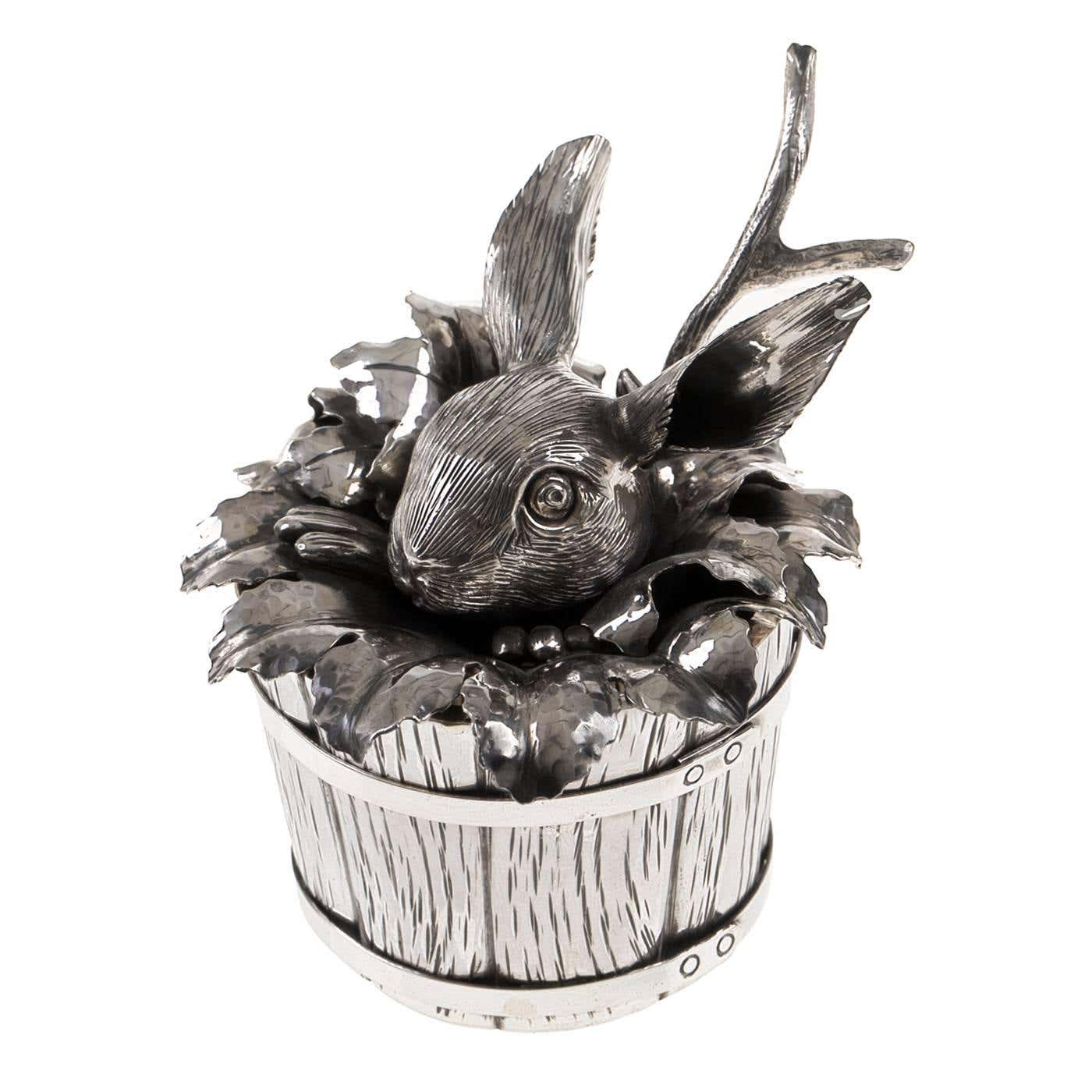 Bunny Sterling Silver Sugar Container For Sale at 1stDibs
