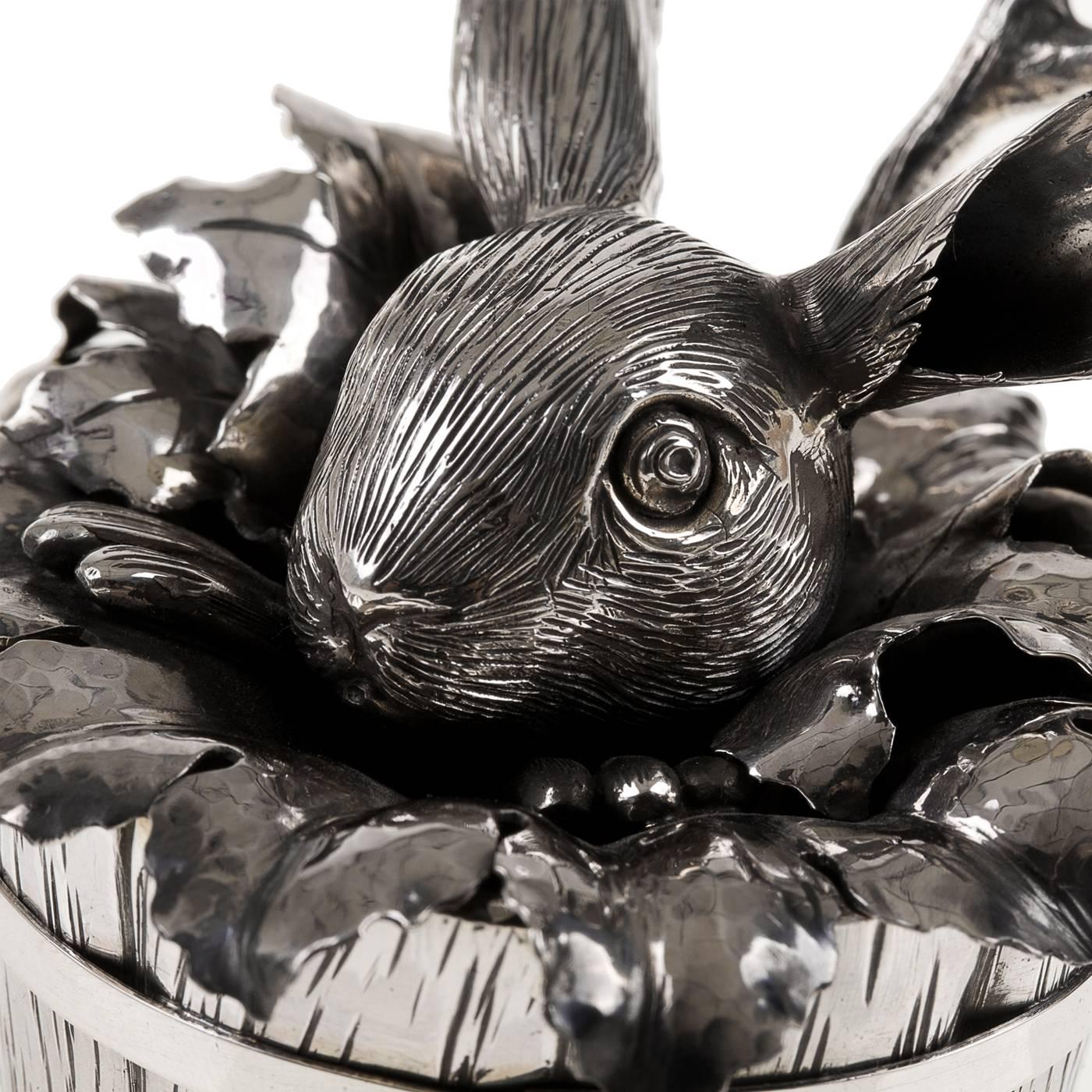 Contemporary Bunny Sterling Silver Sugar Container For Sale