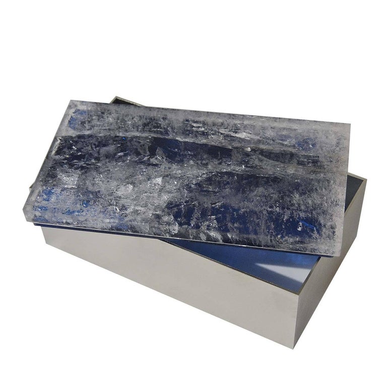 Blue Quartz Brass Box For Sale at 1stDibs