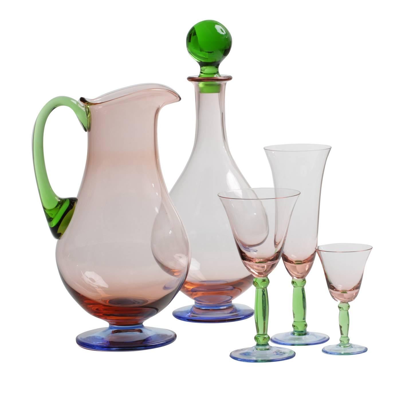 Burano Set of Pitcher and Bottle and Three Glasses for Six