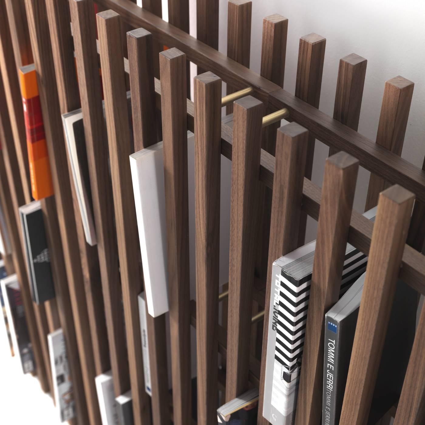 Minimalist Singolo Walnut Bookshelf For Sale