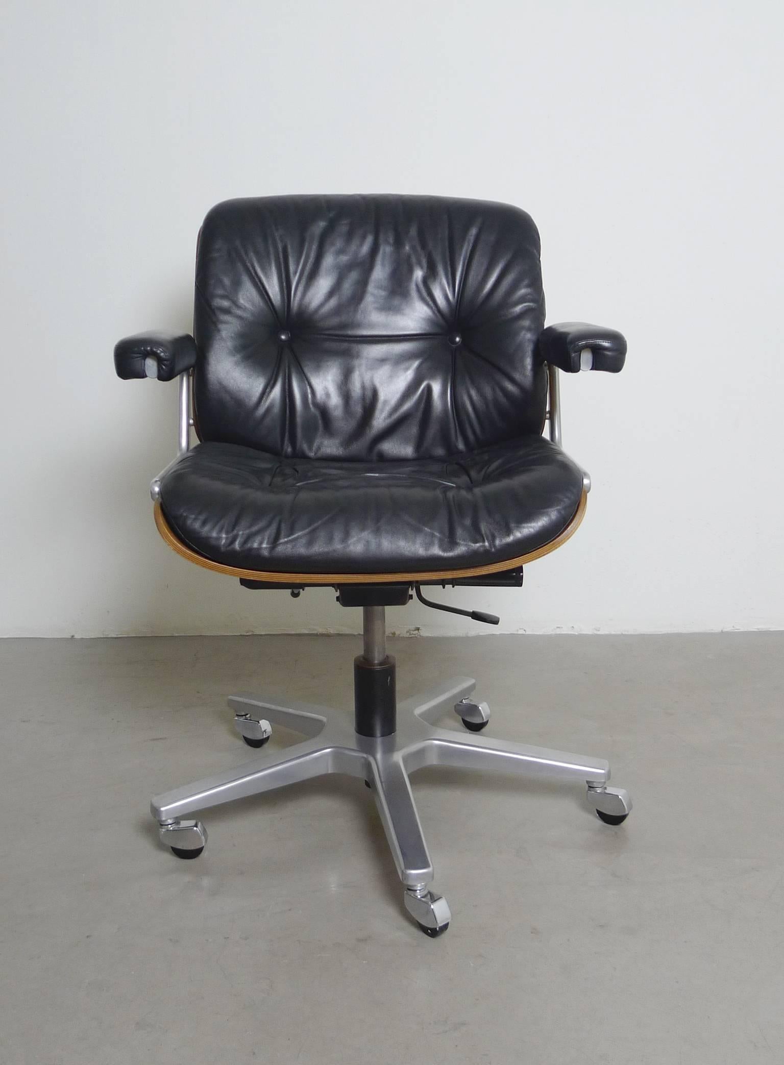 Mid-Century Modern Stoll Giroflex Office Swivel Chair, Switzerland, 1970s