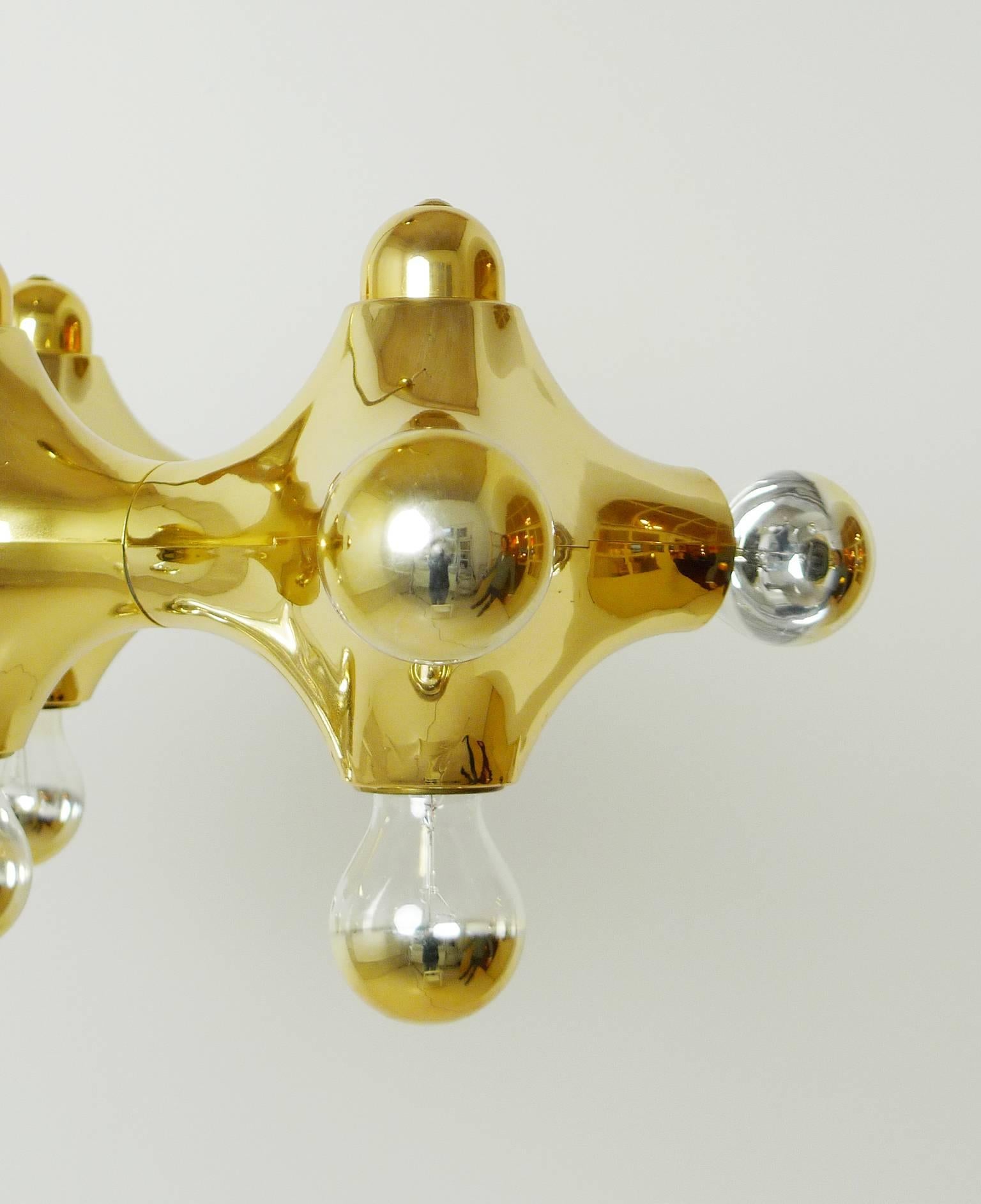 Large Pendant Lamp in the Shape of a Golden Molecule by Cosack, Germany, 1970s For Sale 2