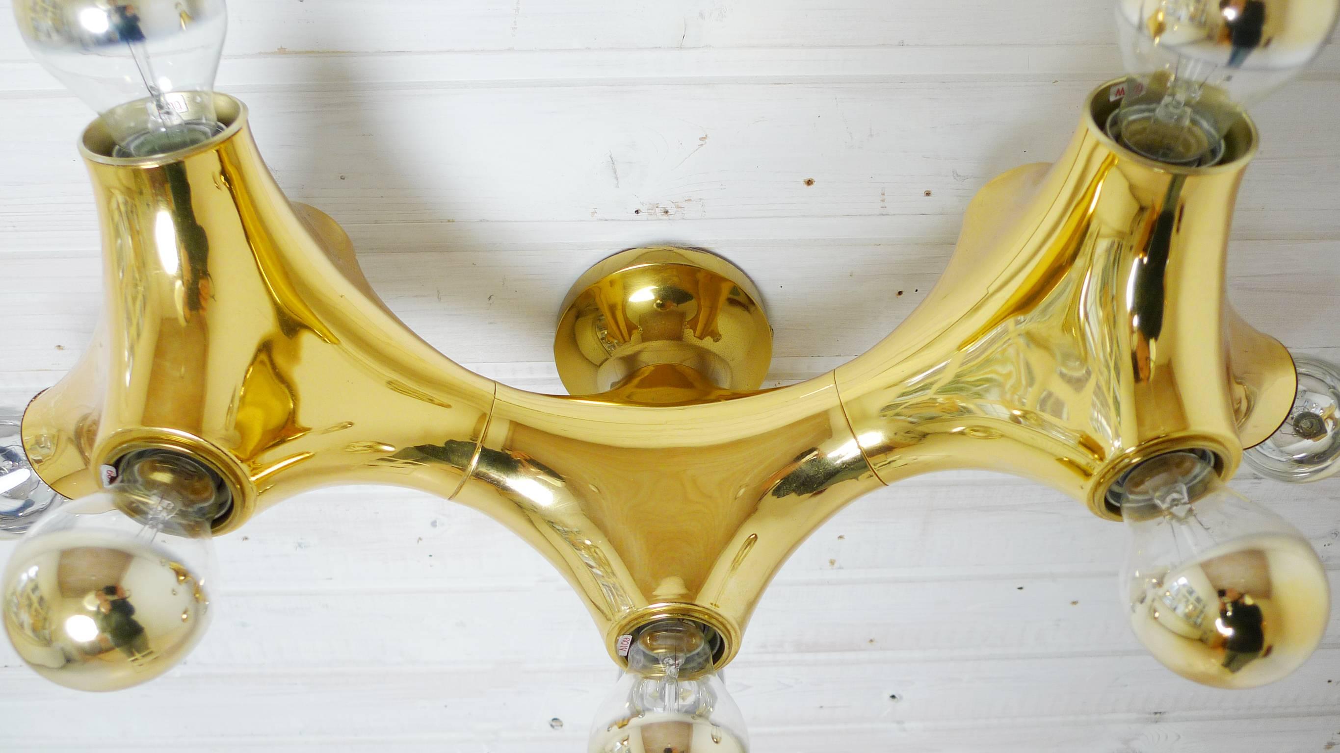 Golden Wall Sconce with Eight Bulbs by Cosack, Germany, 1970s For Sale 1