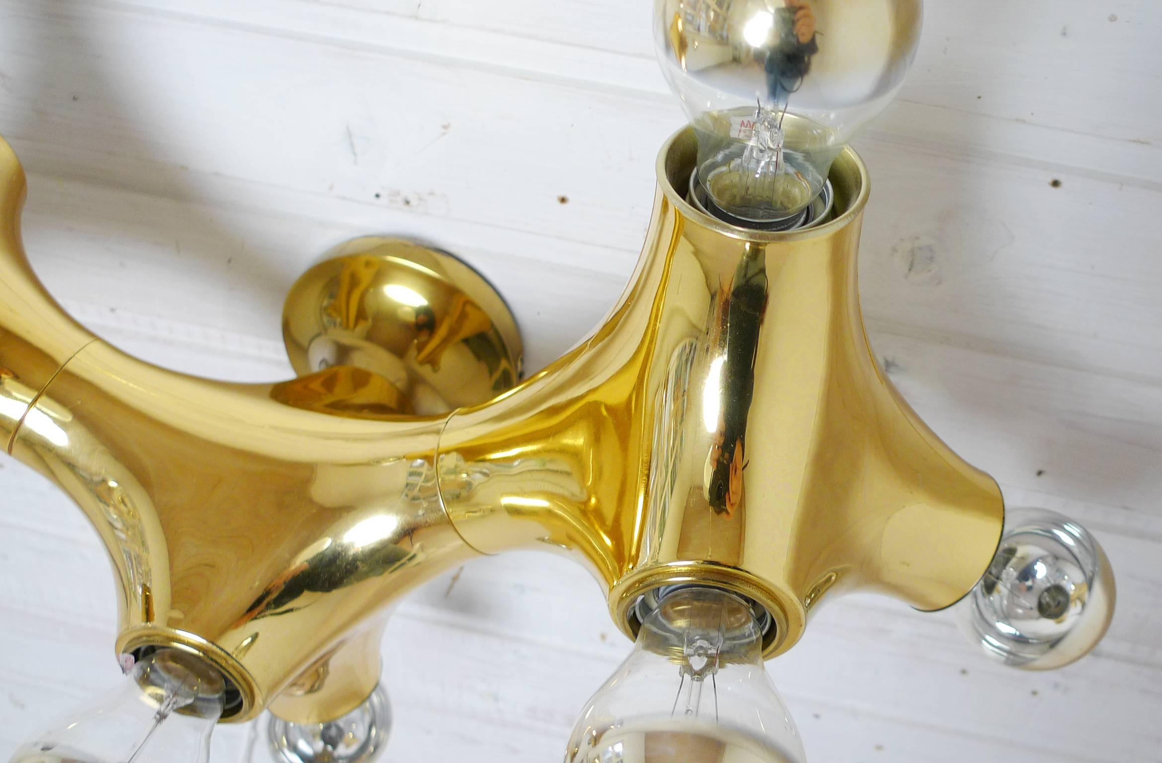 Golden Wall Sconce with Eight Bulbs by Cosack, Germany, 1970s For Sale 3