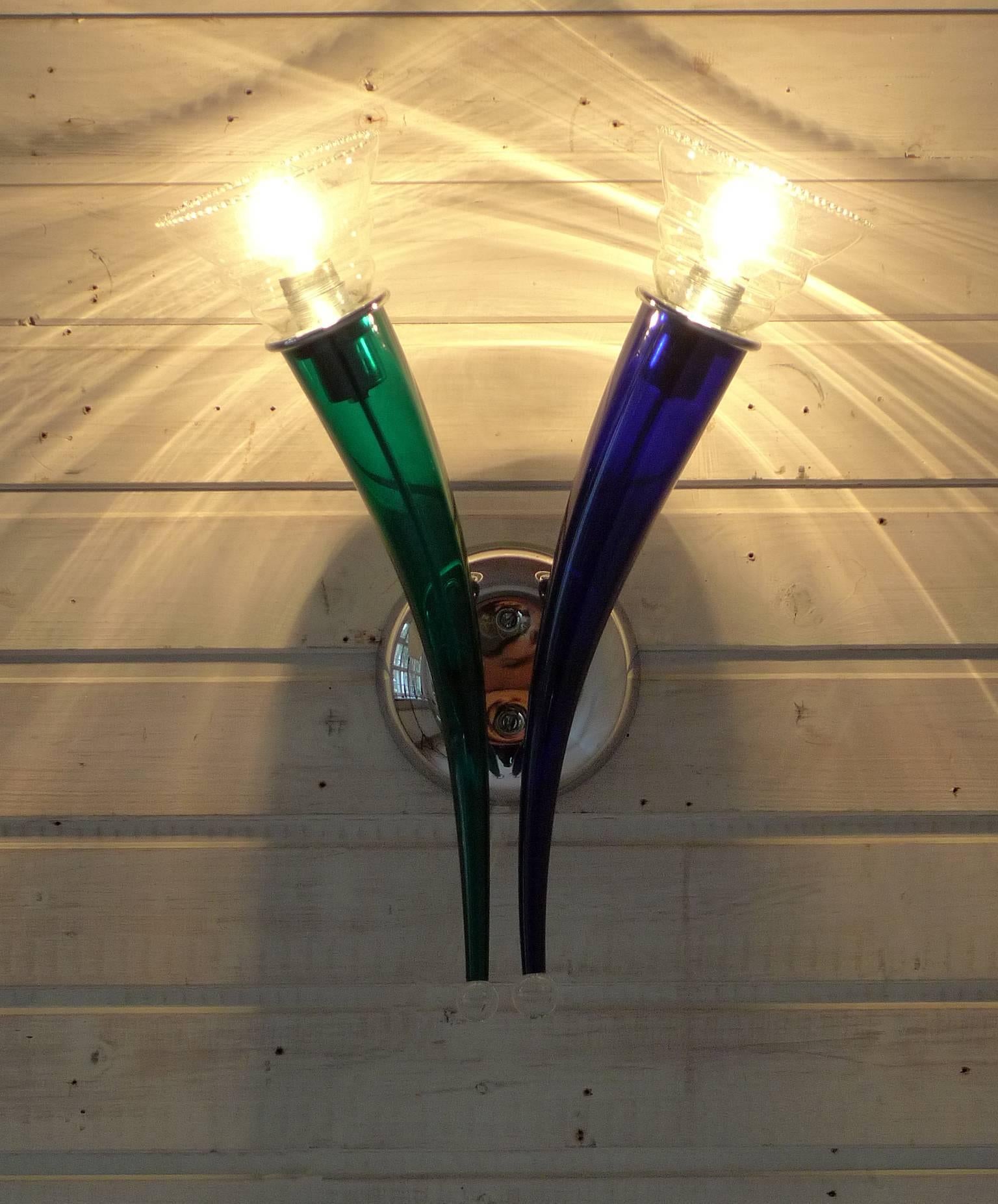 Italian Green and Blue Murano Sconce 