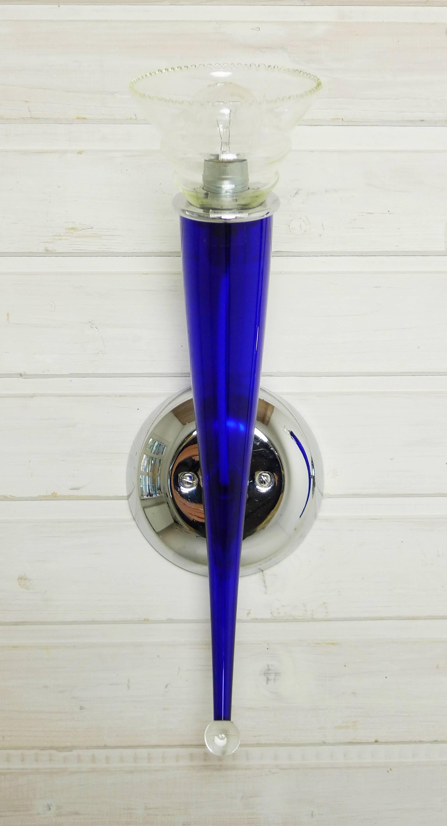 Modern 2 Blue Murano Sconces 