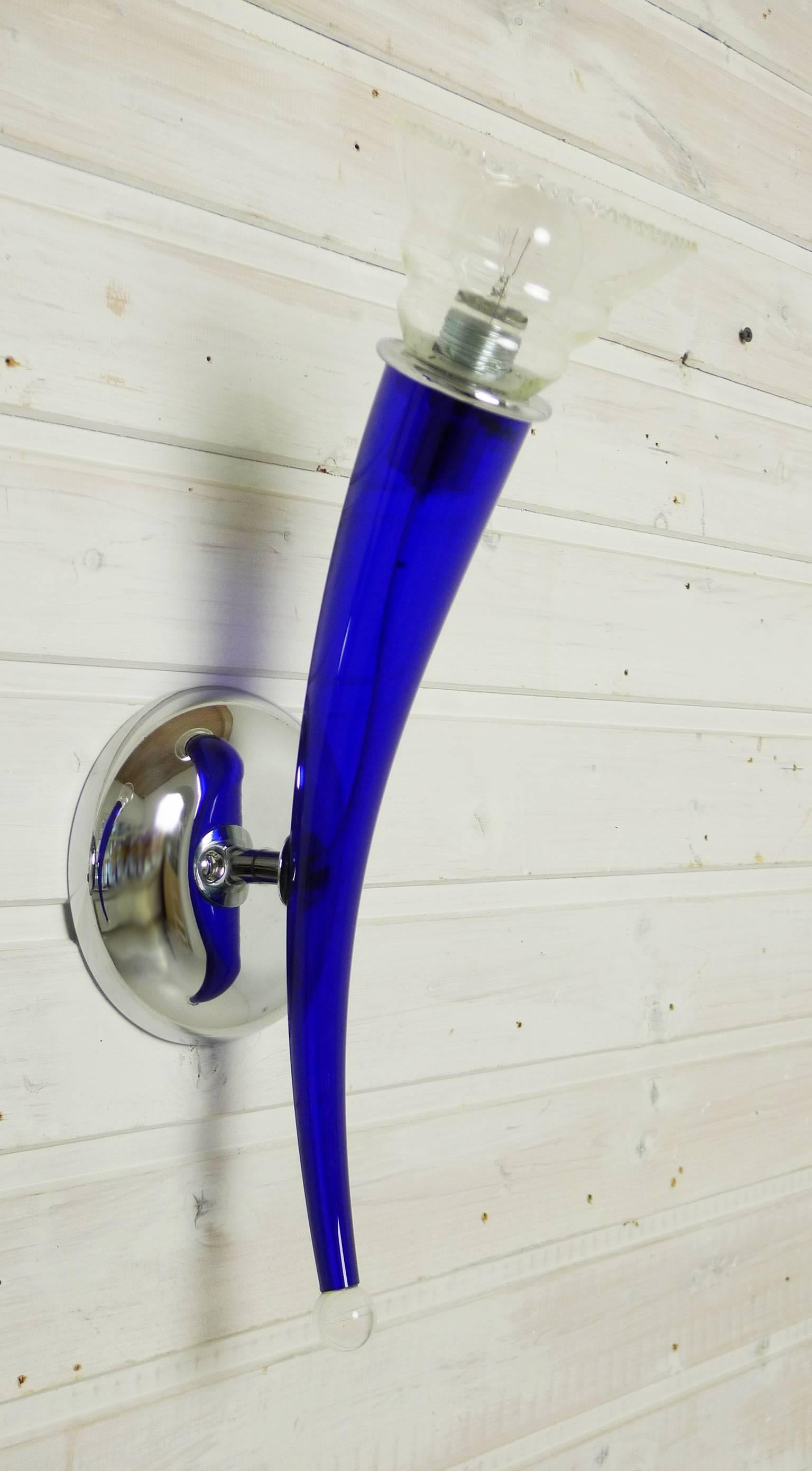 Italian 2 Blue Murano Sconces 