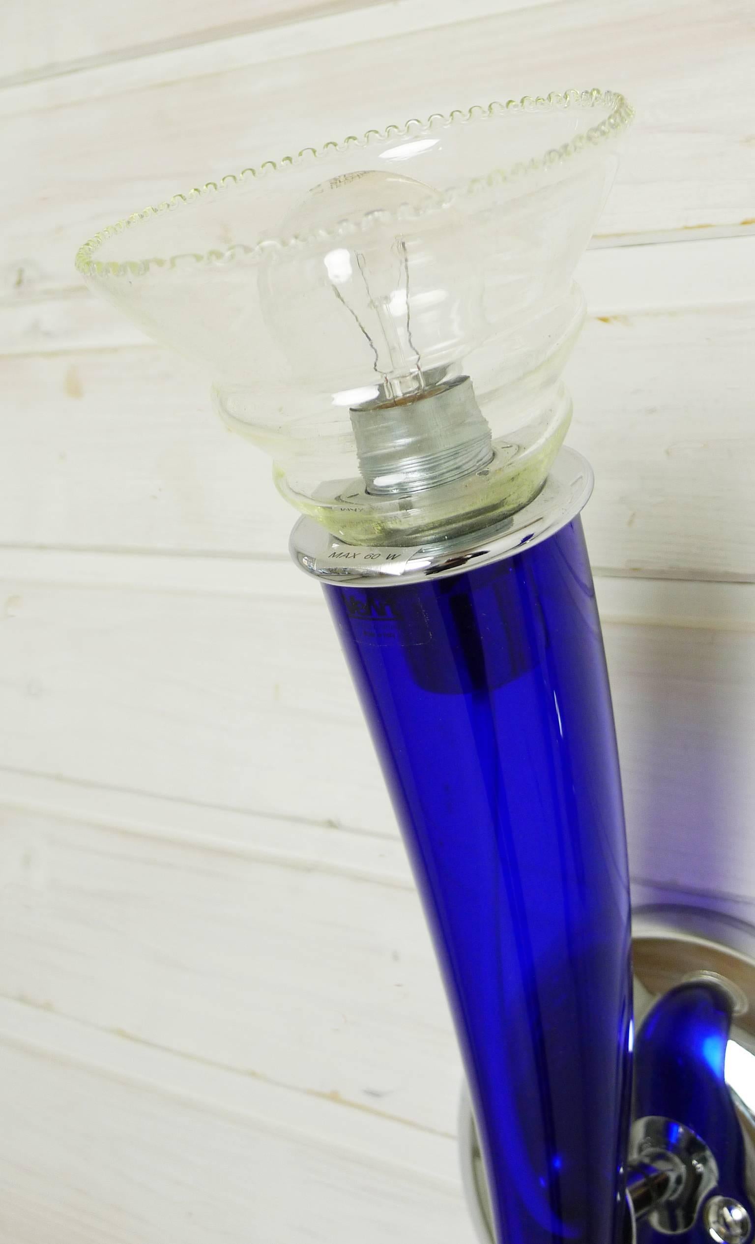 Blown Glass 2 Blue Murano Sconces 