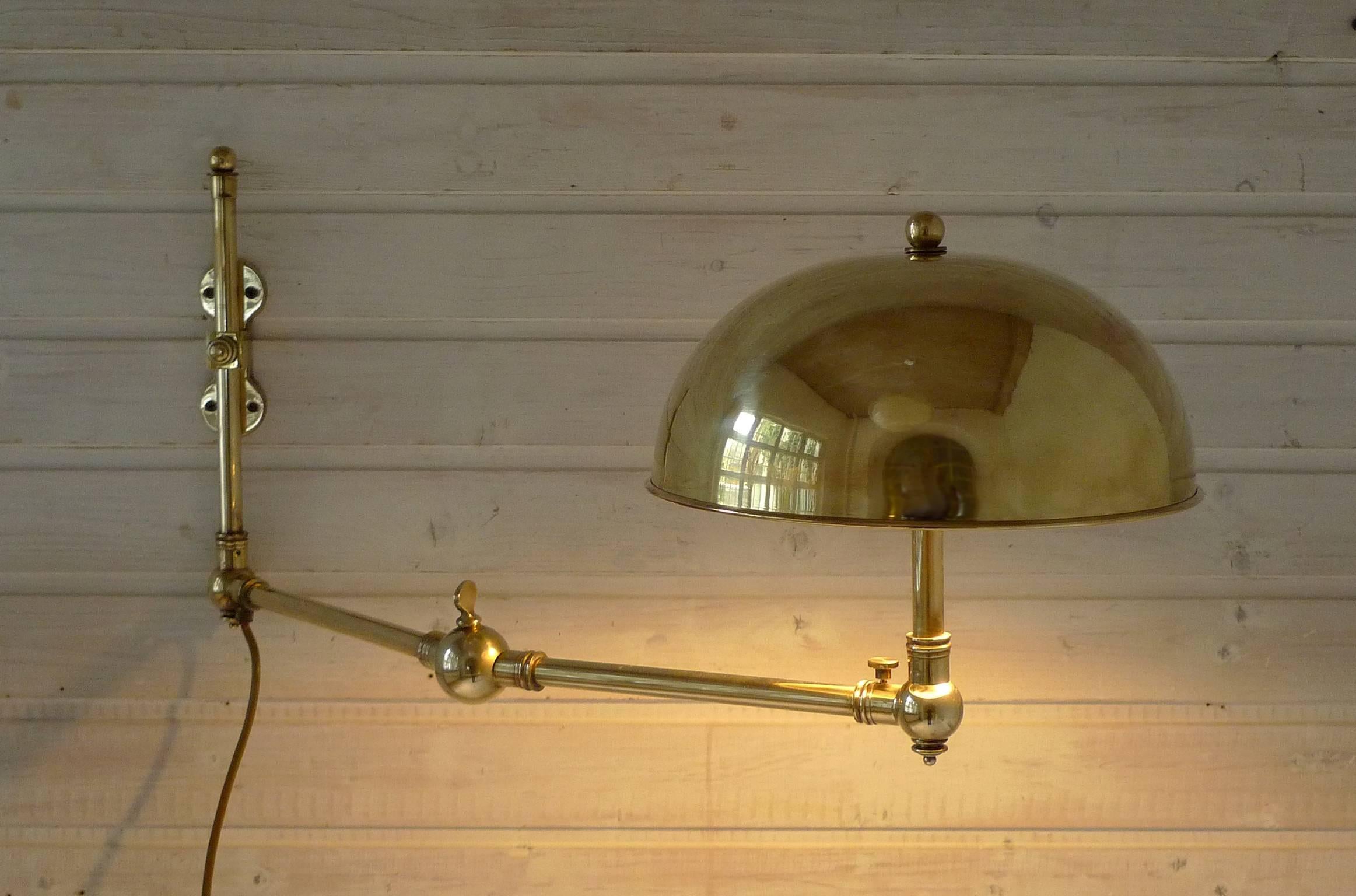 Aluminum Rare Adjustable Brass Sconce from a Yacht, Germany, 1950s