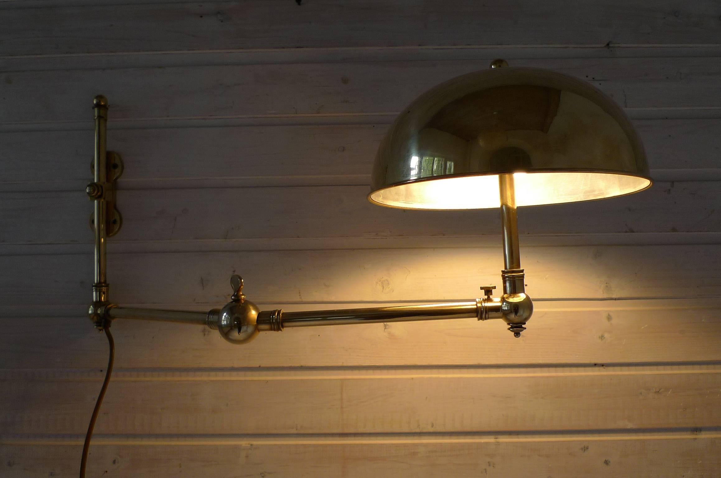 Rare Adjustable Brass Sconce from a Yacht, Germany, 1950s 1