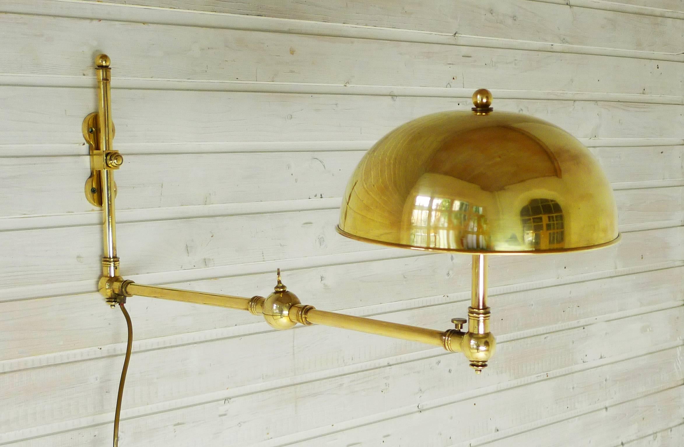 Arts and Crafts Rare Adjustable Brass Sconce from a Yacht, Germany, 1950s