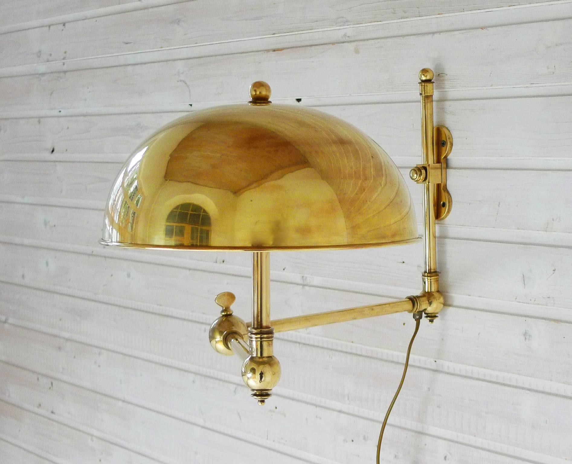 Rare Adjustable Brass Sconce from a Yacht, Germany, 1950s In Excellent Condition In Berlin, DE