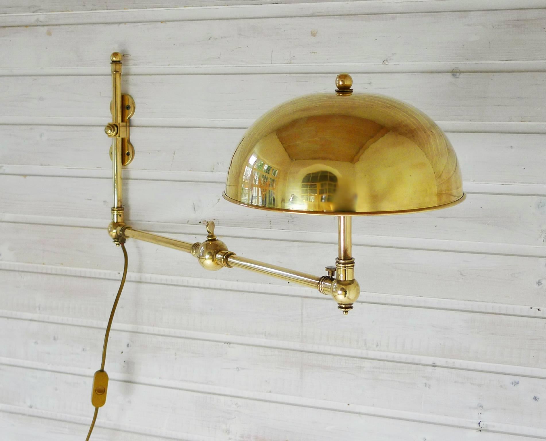 20th Century Rare Adjustable Brass Sconce from a Yacht, Germany, 1950s