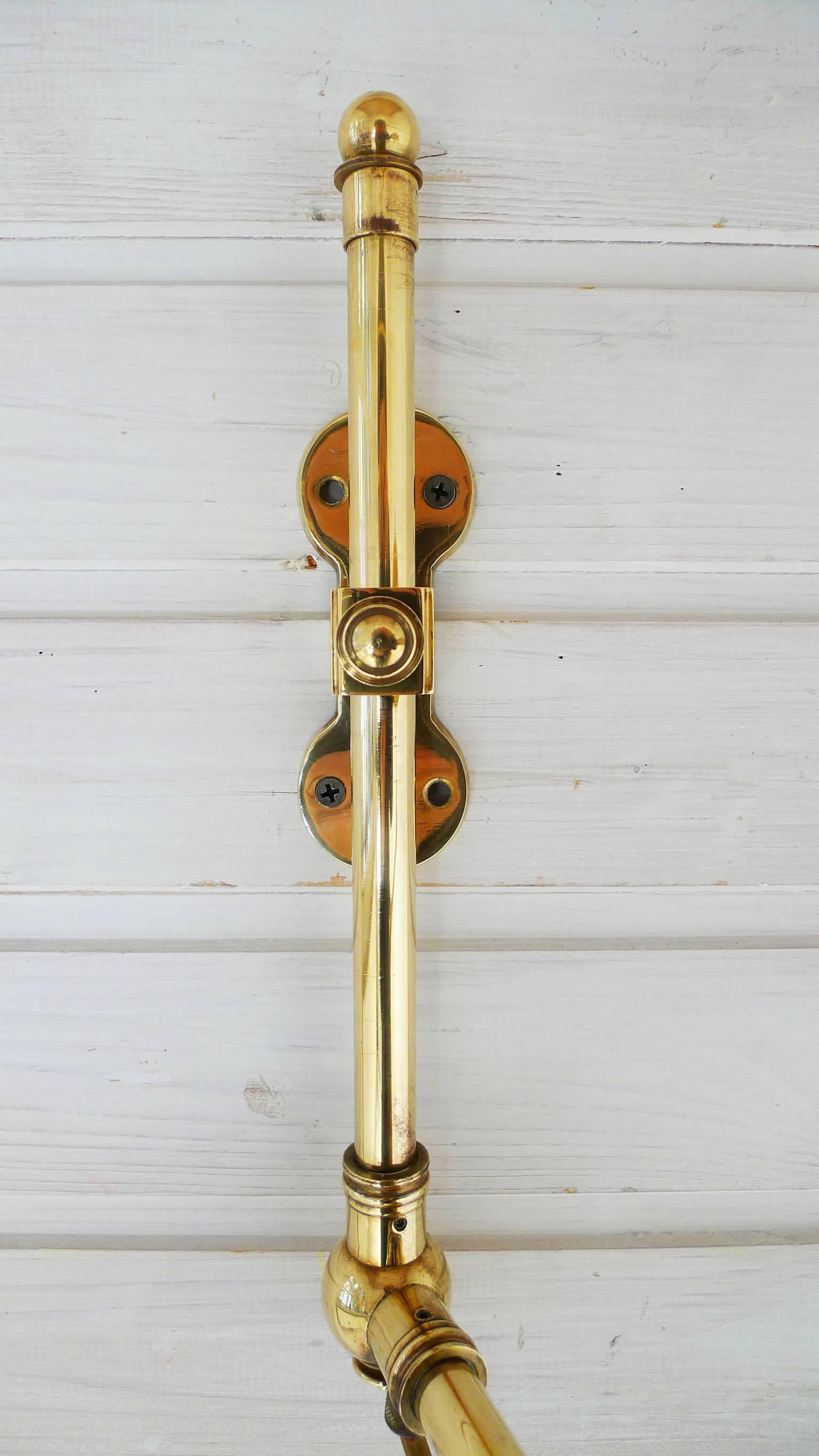 Rare Adjustable Brass Sconce from a Yacht, Germany, 1950s 2