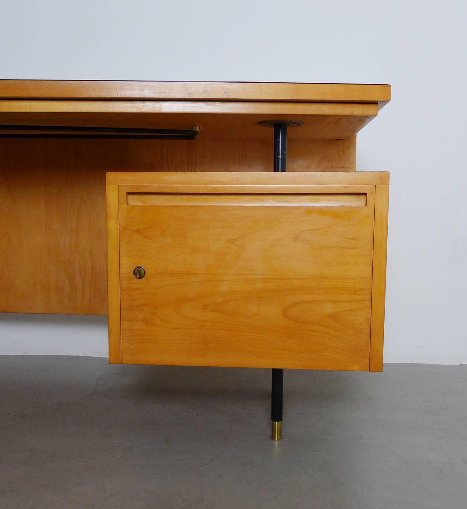 Birch 1950s Writing Desk with Traversable Plate from Switzerland